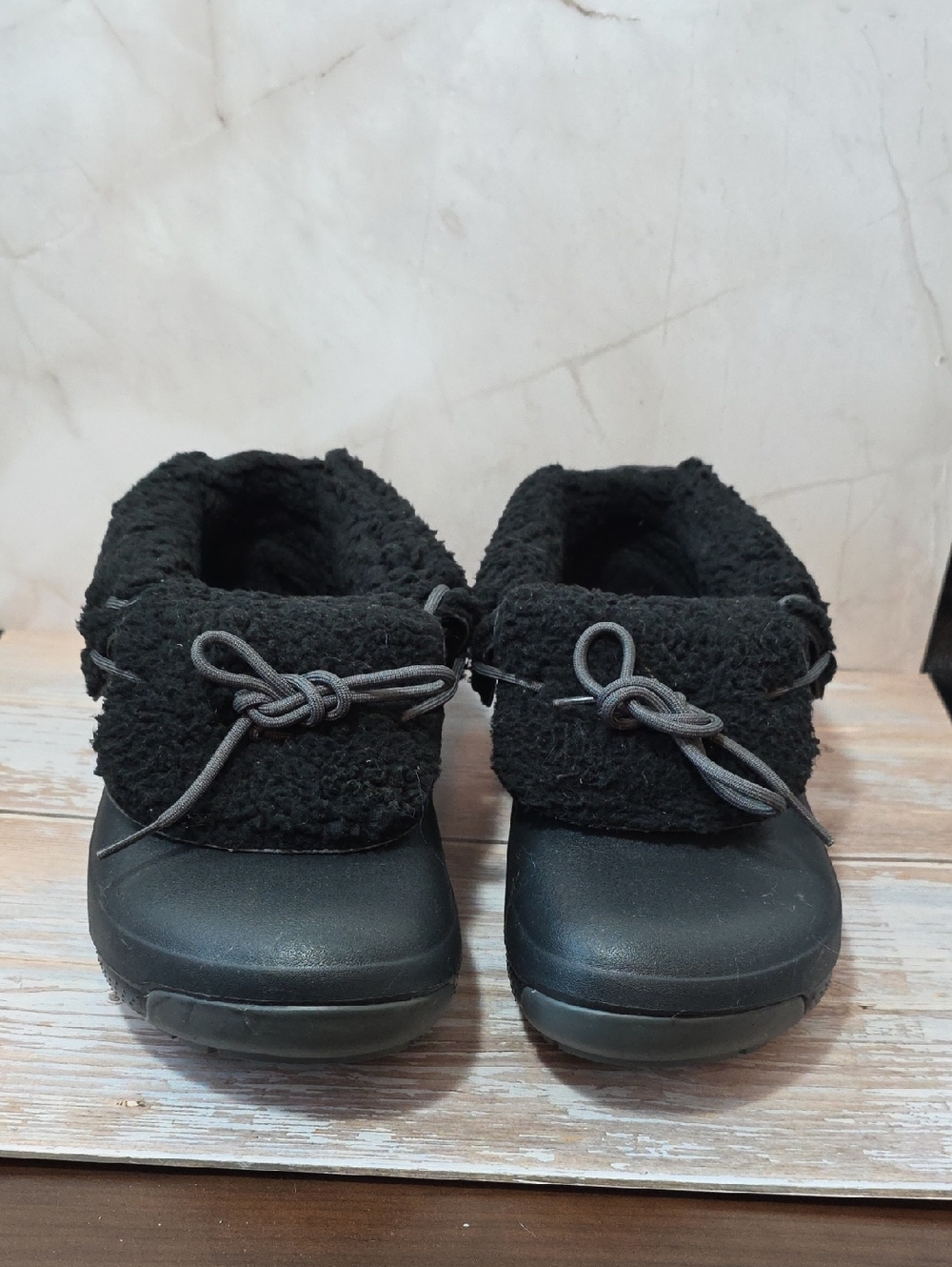 CROCS Black Fuzzy Lined, Convertable, Slip-Ons